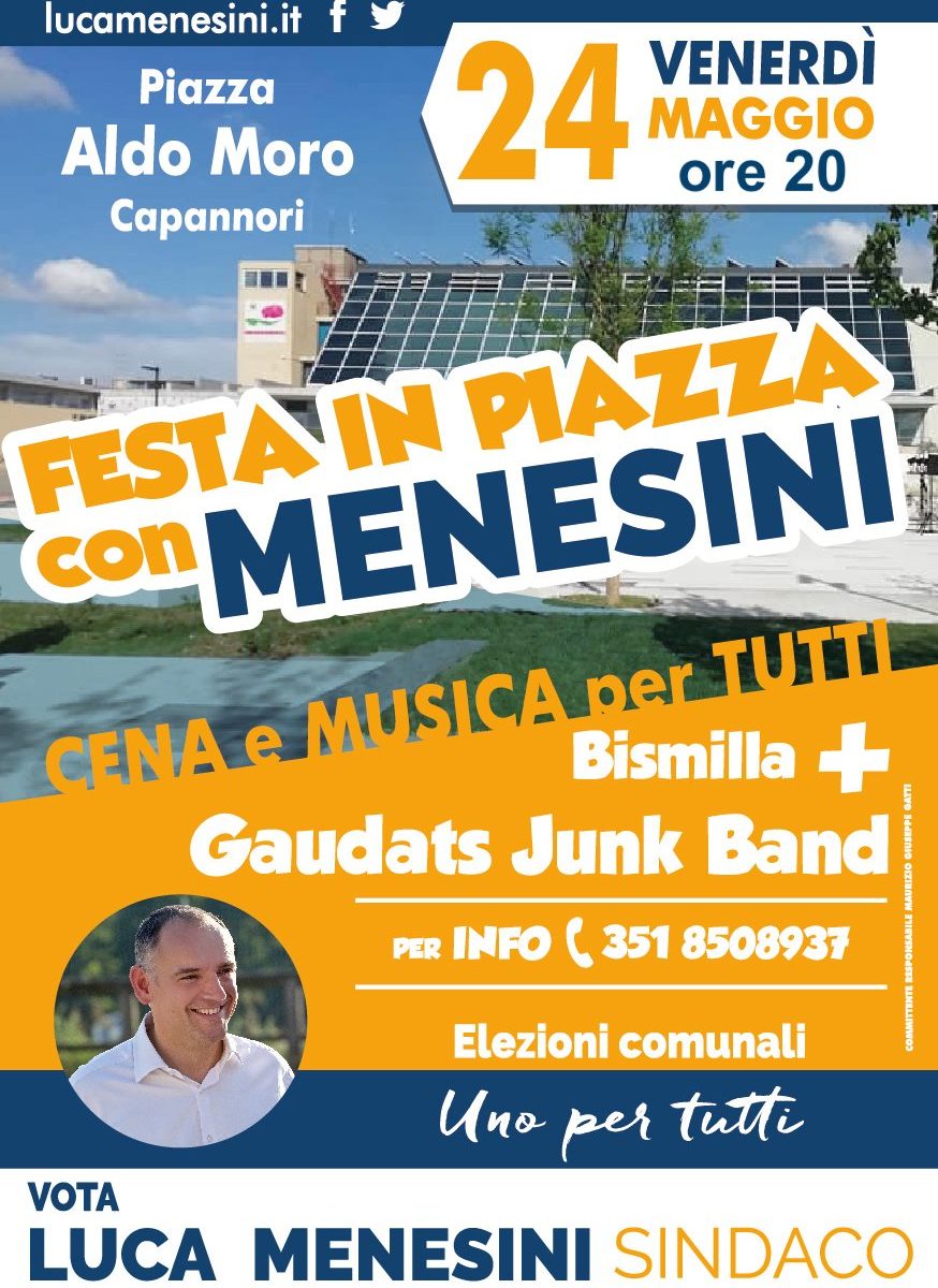 Festa in piazza con Menesini. Cena e musica per tutti